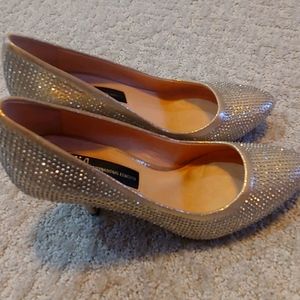 Inc sparkle heels gold